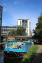 Colorful canal boat, Regent`s Canal, Tower Hamlets