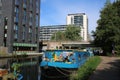 Colorful canal boat, Regent`s Canal, Tower Hamlets