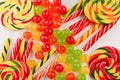 Colorful candies background. Lollipop. Top view Royalty Free Stock Photo