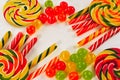 Colorful candies background. Lollipop. Top view Royalty Free Stock Photo