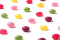 colorful candies jelly beans spread on white background Royalty Free Stock Photo