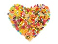 Colorful candies, jelly and marmalade heart Royalty Free Stock Photo