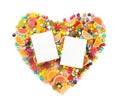 Colorful candies, jelly and marmalade heart Royalty Free Stock Photo