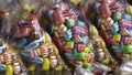 Colorful candies in plastic packaging Royalty Free Stock Photo