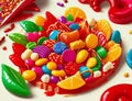 Colorful candies on a white background. 3d rendering.