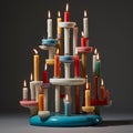 Colorful Candle Holder With Red Plastic Candles - Inspired By Petros Afshar