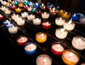 Colorful candles in church Royalty Free Stock Photo