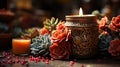 Colorful Candles in Mexican Church Background Selective Focus