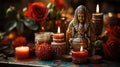 Colorful Candles in Mexican Church Background Selective Focus