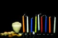 Colorful candles ready for hanukkah holiday