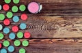 Colorful Candles on Wooden Background Royalty Free Stock Photo
