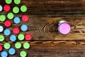 Colorful Candles on Wooden Background Royalty Free Stock Photo