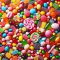 Colorful Candy Assortment: Jellybeans, Gumdrops, and Jelly Candies Background