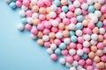 Colorful candy balls on a blue background, AI Royalty Free Stock Photo