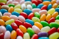 Colorful candy beans as texture and background. Close up view of jelly beans with selective focus. Royalty Free Stock Photo