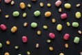 Colorful candy on black background