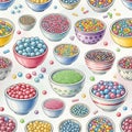 Colorful Candy Bowls and Sweets Display Royalty Free Stock Photo