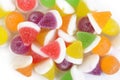 Colorful candy fruit jelly on white Royalty Free Stock Photo