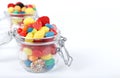 Colorful candy and gum in the glass jar Royalty Free Stock Photo