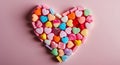 Colorful Candy Heart Composition on Pink Background for Valentines Day. Royalty Free Stock Photo