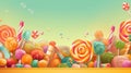 a colorful candy land with lots of lollipops Royalty Free Stock Photo