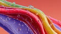 Colorful candy-like liquid ribbon closeup. Royalty Free Stock Photo