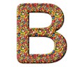 Colorful candy sprinkles capital letter B isolated on white background Royalty Free Stock Photo