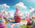 colorful candyland background with ice cream. Royalty Free Stock Photo