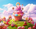 colorful candyland background with ice cream. Royalty Free Stock Photo
