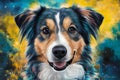 Colorful canine art beautiful painting showcases close up of dog