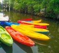 Colorful canoe in the canal