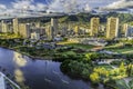 Colorful Canoes Buildings Ala Wai Canal Waikiki Honolulu Hawaii