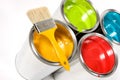 Colorful cans of paint