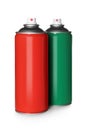 Colorful cans of spray paints on white background Royalty Free Stock Photo