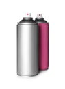 Colorful cans of spray paints on white background Royalty Free Stock Photo