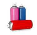 Colorful cans of spray paints on white background Royalty Free Stock Photo