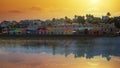 Capitola village with colorful houses in magical sunset Royalty Free Stock Photo