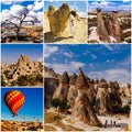 Colorful Cappadocia landmark collage. Anatolia. Turkey.