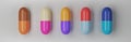 Colorful capsule pills. 3d rendering