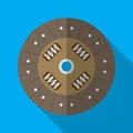 Colorful car clutch plate disk icon in modern flat style with long shadow.