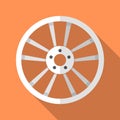 Colorful car disk wheel rim icon in modern flat style with long shadow. Car part Royalty Free Stock Photo