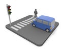 Traffic lights and cars. Observe traffic rules. 3D rendering