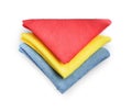 Colorful car wash cloths on white background, top view Royalty Free Stock Photo