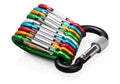 Colorful carabiner climbing