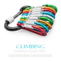 Colorful carabiner climbing isolated on white