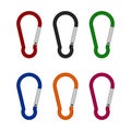 Colorful Carabiner set icon isolated on white background. Vector illustration Royalty Free Stock Photo