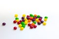 Colorful caramel candy on white background