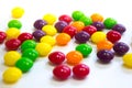 Colorful caramel candy on white background