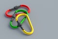 Colorful carbines. Carabines for mountaineering. Accessory for extreme sports