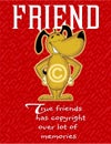 colorful card about friendship, dog smiling on card.